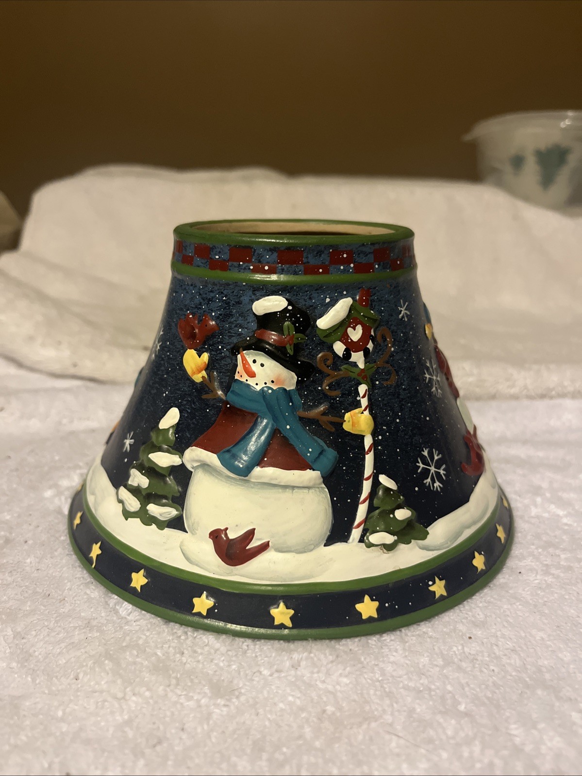 RETIRED Exclusively Yankee Candle Snowmen Large Jar Candle Shade Topper Winter