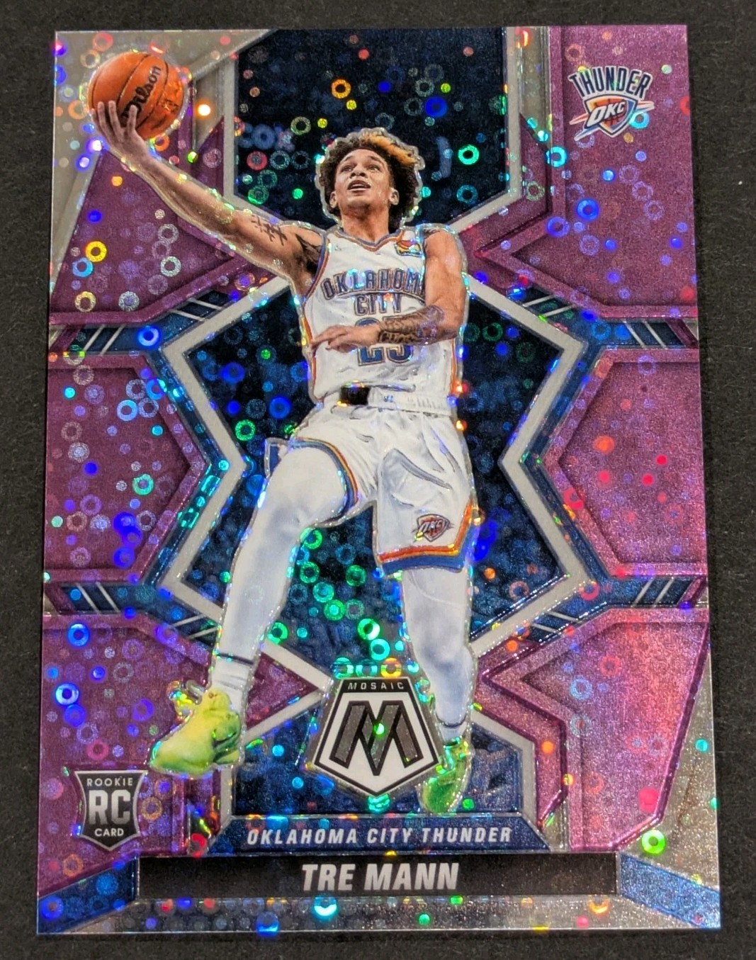 2021-22 Panini Mosaic Tre Mann PURPLE DISCO /50 ROOKIE Prizm RC #212 Thunder