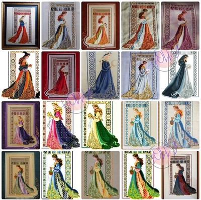 Set 10 Kreuzstichmuster Keltisch Damen Lavendel & Spitze Mirabilia Nora Bella