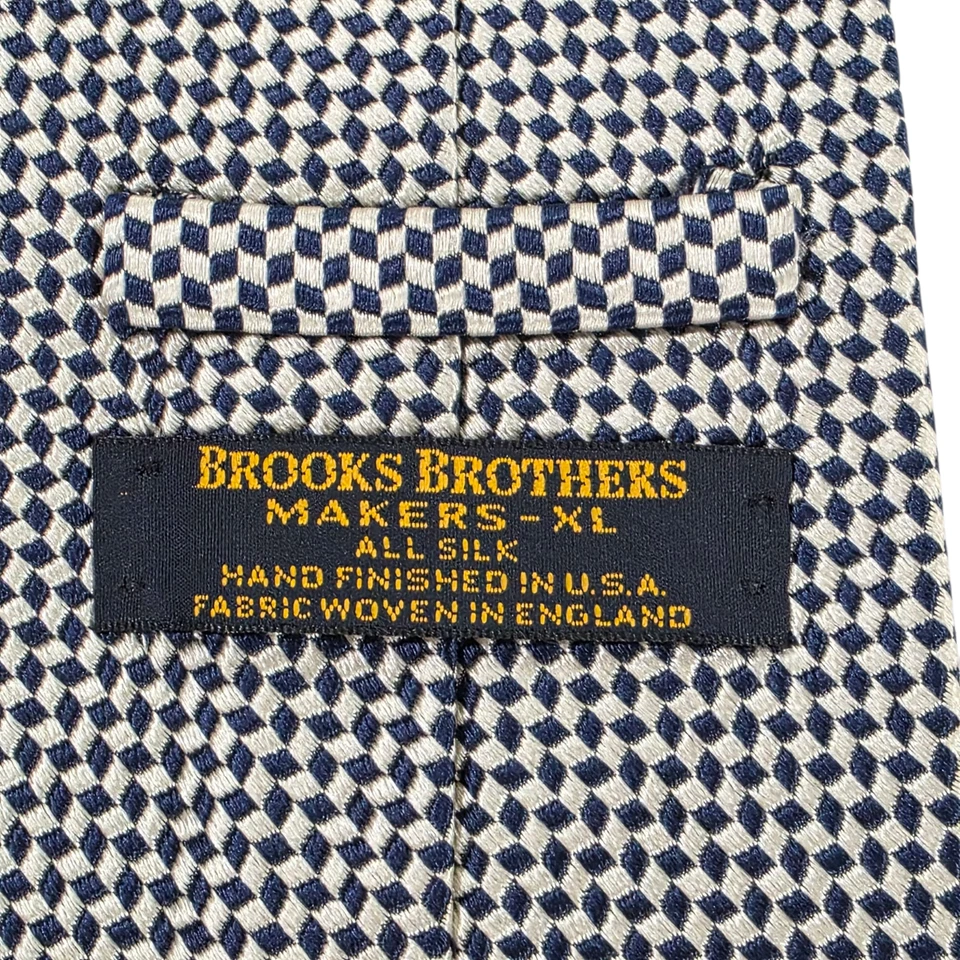 Corbata Brooks Brothers para hombre negra blanca XL seda hecha a mano bordada en EE. UU. Foto 4 de 4