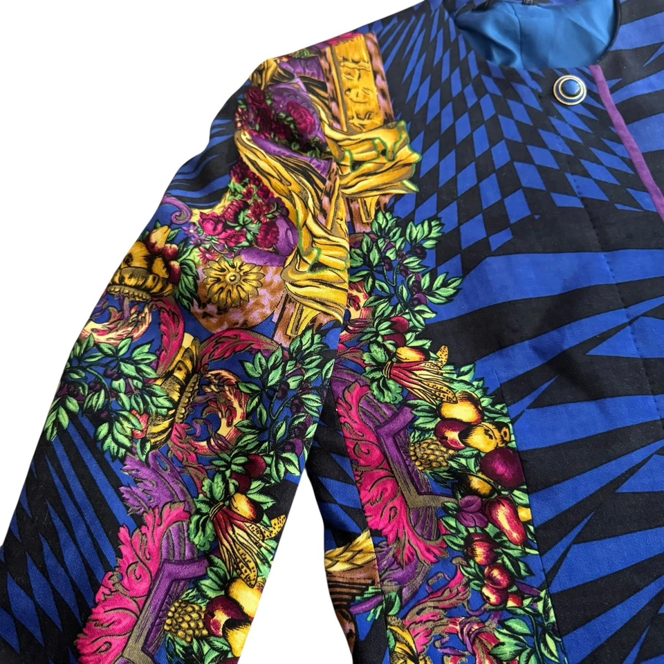Gianni Versace setup OPTICAL BAROQUE PRINTED Jacket 38 4 wool blue purple Jacket - Image 2 of 4