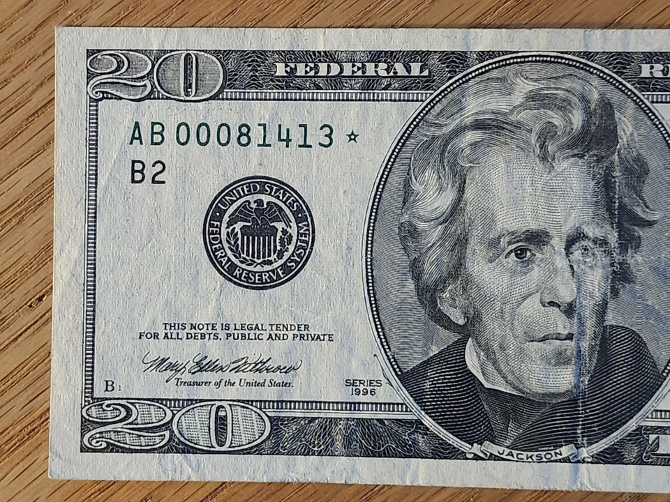 1996 $20 "STAR NOTE" NEW YORK DISTRICT AB00081413* 000 START - Image 3 of 4