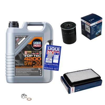 BOSCH Inspektionspake 5 L LIQUI MOLY Top Tec 4200 5W-30 für Suzuki Ignis FH