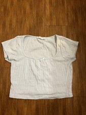 Womens Baby Blue Crop Top Size Small Short Sl...