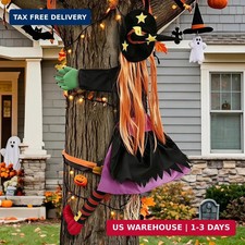 Halloween Decorations Outdoor,Crashing Witch into Tree Flying Yard Prop