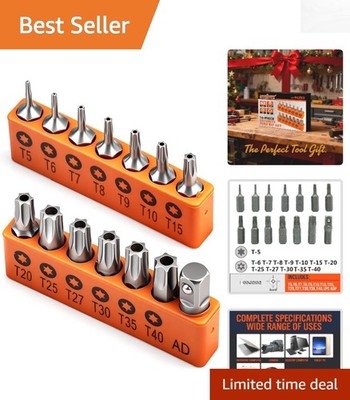 Versatile Tamper Resistant Torx Bit Set - 14-Piece T5-T40, S2 Alloy Steel