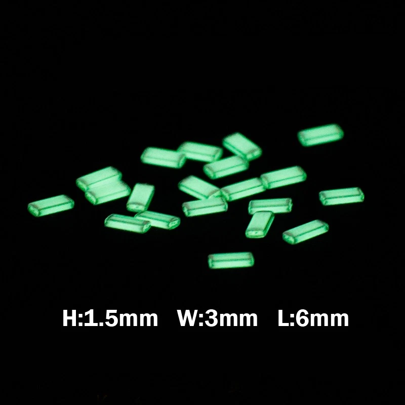 1 pieza. Vidrio cuboide de 1,5*3*9 mm/1,5*3*6 mm vida nocturna autoluminosa 25 años de vida Foto 4 de 4