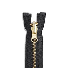 28 Inch Black Reversible Zipper, Heavy Duty, Separating, Brass Teeth, Polyest...