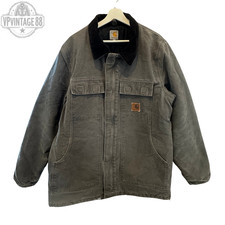 Vintage Carhartt Grey Canvas Men's Traditional Coat Utility Detroit Jacket