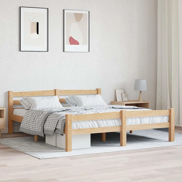 Massivholzbett Kiefer 160X200 Cm Naturholz Bettgestell Stabil-image