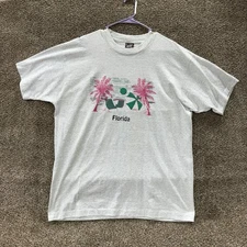 Vintage 90s Screen Stars Best Florida Beach Print T Shirt Adult XL Made In USA