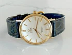 Vintage 1960s Omega Seamaster De Ville Automatic 34mm Linen Dial 14K Gold Case