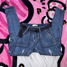 Track23 Medium Wash Cargo Jeans w/ Belt Cargo Pockets - Size 5