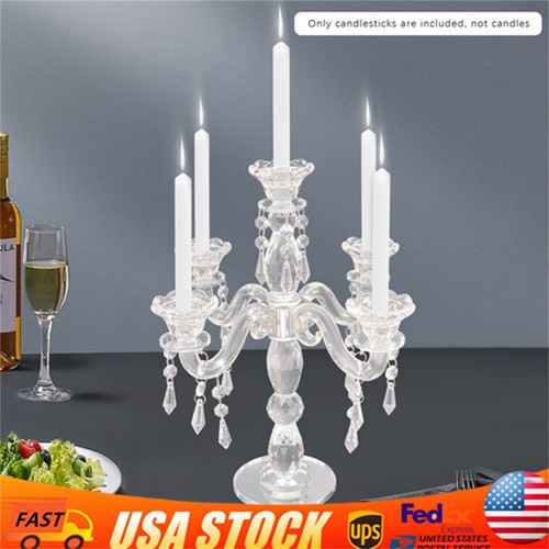 Crystal Candle Holder Candelabra 5-arm Wedding Birthday Party Gift Candlestick