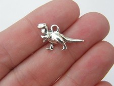 BULK 50 Dinosaur charms antique silver tone A176