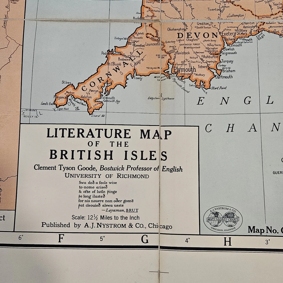 Linen backed A.J. Nystrom Literature Series British Isles Early 20th Century  - Image 2 of 4