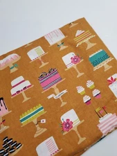 Cake Fabric Michael Miller Baking Decorating Gold Sew Quilt Craft FAT QUARTER 