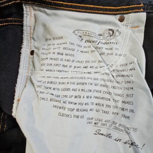 DIESEL Industry Jeans Larkee Straight Leg Dark Wash Brass Button Fly Men 38x33.5 - Picture 10 of 13
