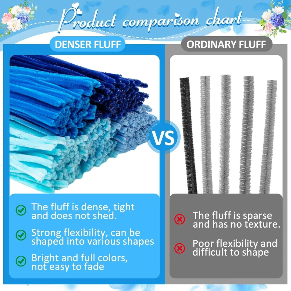 500 Pieces Pipe Cleaners Chenille Stems for Flowers Craft Supplies Bulk Fluffy F - Image 4 of 4