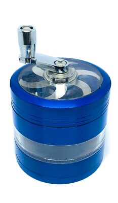 Grinder mit Kurbel 63mm 4-teilig Zink Zerkleinerer Gewürzmühle Tabak Exp  