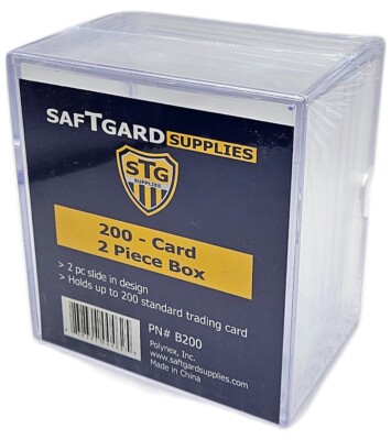 SafTGard 2 Piece Plastic Card Storage Box (200 Count Size) Slider Box