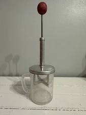 Vintage PAMCO Food Nut Chopper Red Handled w/ Glass Measuring Cup