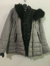 Wild Flowers Plus Size Xxl Puffer Beige Coat Jacket Faux Fur Hood Women Stylish