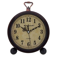 Vintage Analog Alarm Clock 5.25 inch Small Silent Desk Clock with Night Light...