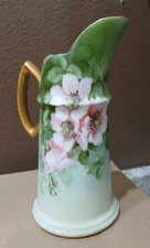 Tressemann & Vogt T&V Limoges France Artist Signed Hand Painted Roses Pitcher