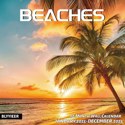 2025 Beaches Wall Calendar - Hangable, Glossy, 12'' x 24'', Organize & Plan