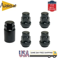 4x 1.25" Black M12x1.5 Anti-Theft Wheel Lock Lug nuts & Key FIT Mitsubishi Isuzu
