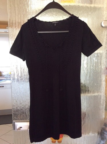 APART Long-Kurzarmpullover/Kleid, schwarz, Gr. 38 (Strick), Baumwolle # - Bild 2 von 8