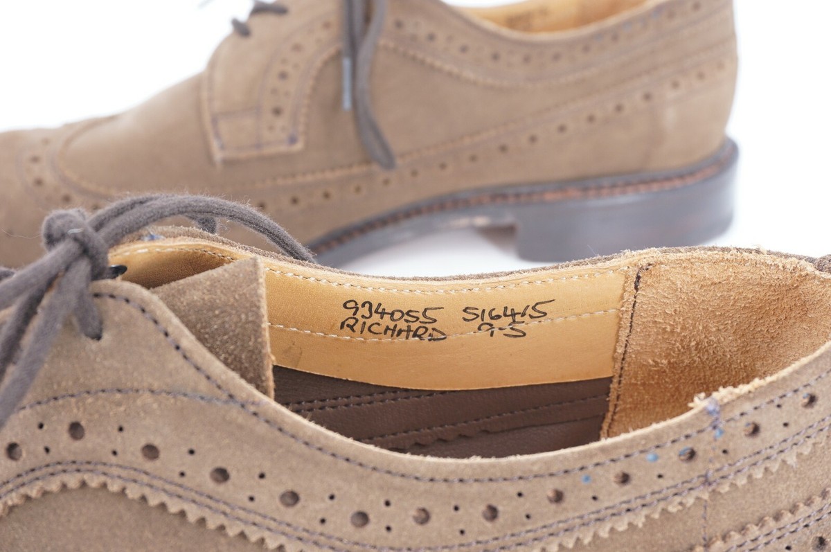 WORN 5x | TRICKERS UK 9 US 9.5 RICHARD LONG WING TIP BROWN SUEDE 