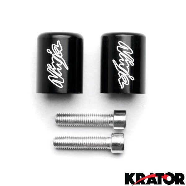 Tapas de extremo de agarre con logotipo de extremos de barra negras para Kawasaki Ninja 250R / EX250 1987-2012 Foto 3 de 3