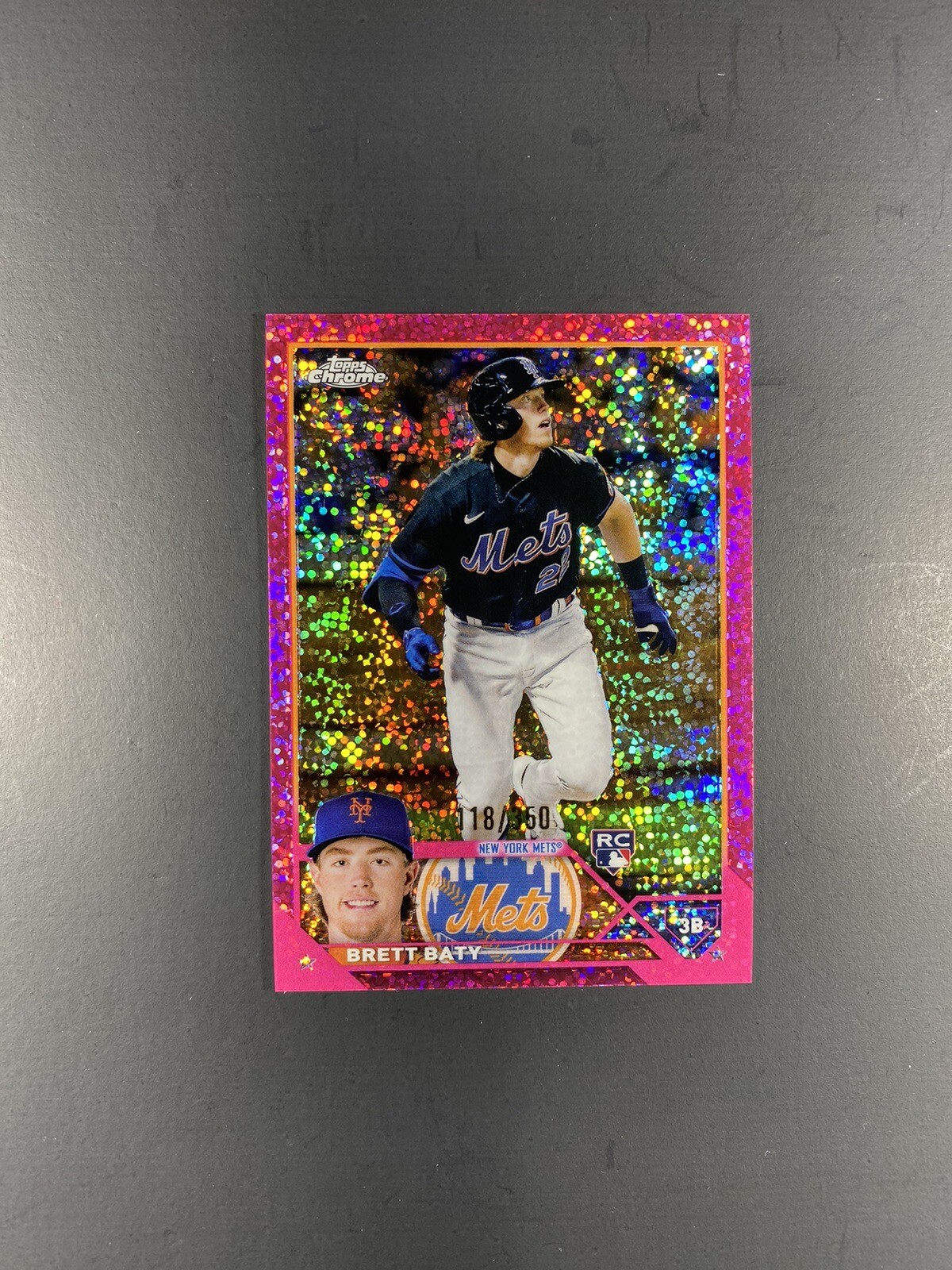2023 Topps Chrome Brett Baty RC #204 Magenta Speckle Refractor /350 NY Mets