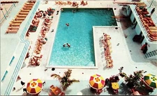 Atlantic Towers Hotel Swimming Pool Miami Beach Florida Chrome Postcard