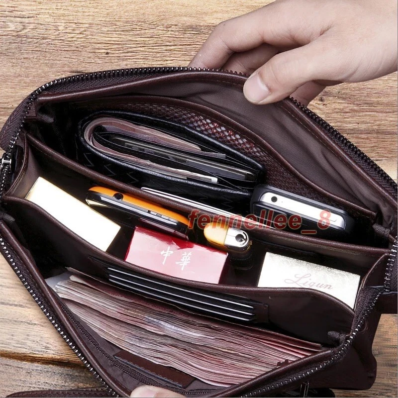 Men Genuine Leather Clutch Bag Password Wallet Business Bag Large Capacity  Purse