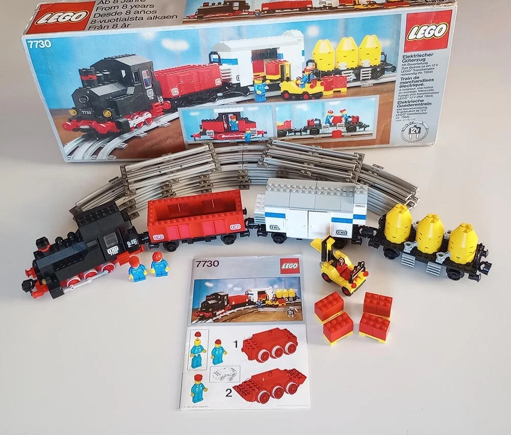 vintage LEGO 12V Trains 7730 Electric Goods Train, with instructions + box,  RARE