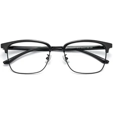 Wide Browline Glasses Frames for Big Face Head Men Extended Fit Metal Eyeglasses