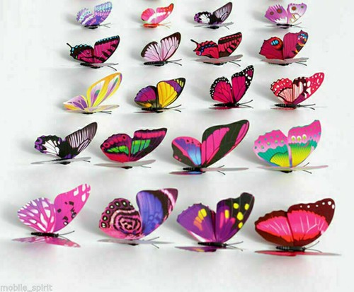 Confezione 24 Farfalle Artificiali Colorate 3D Decorazioni Casa Kit con Calamita 7CM - Foto 6 di 12