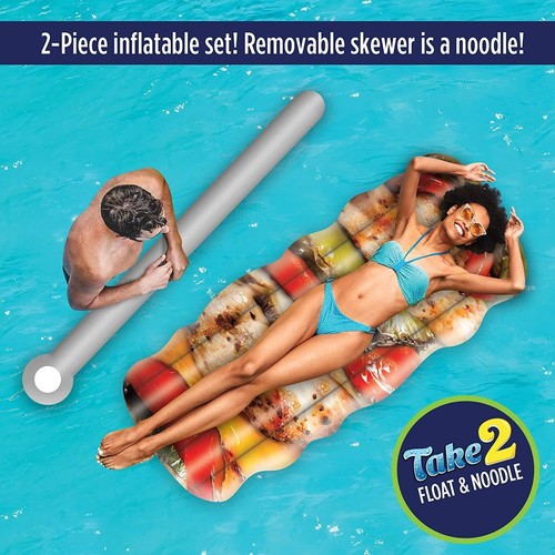 Huhn Schaschlik Schwimmer & Nudel 2-in-1 Pool Schwimmer Floß Schlauch aufblasbar - Bild 6 von 7