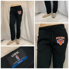 New York Knicks UNK Jogger Pants Small Black Sewn On Logo Mint YGI O1-237