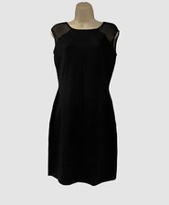 $145 Ralph Lauren Women's Black Laced Round Neck Sleeveless Shift Dress Size M
