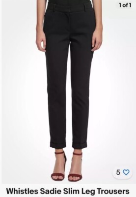 WHISTLES Sadie Slim Leg Trousers Black Size 8 New With Tags original retail £99