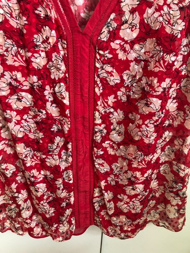 DAVID LAWRENCE MELVILLE Dobby Camisole & TOP red floral SILK size 12 - Picture 4 of 11