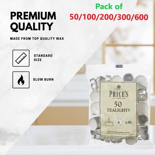 Prices Patent Candles White Tealights Bag Unscented Pack of 50/100/200/300/600 - Picture 25 of 49