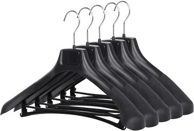 TRIXES Suit Hangers x5 NEW Broad Black Jacket Suit Trousers Coats Hangers Pack