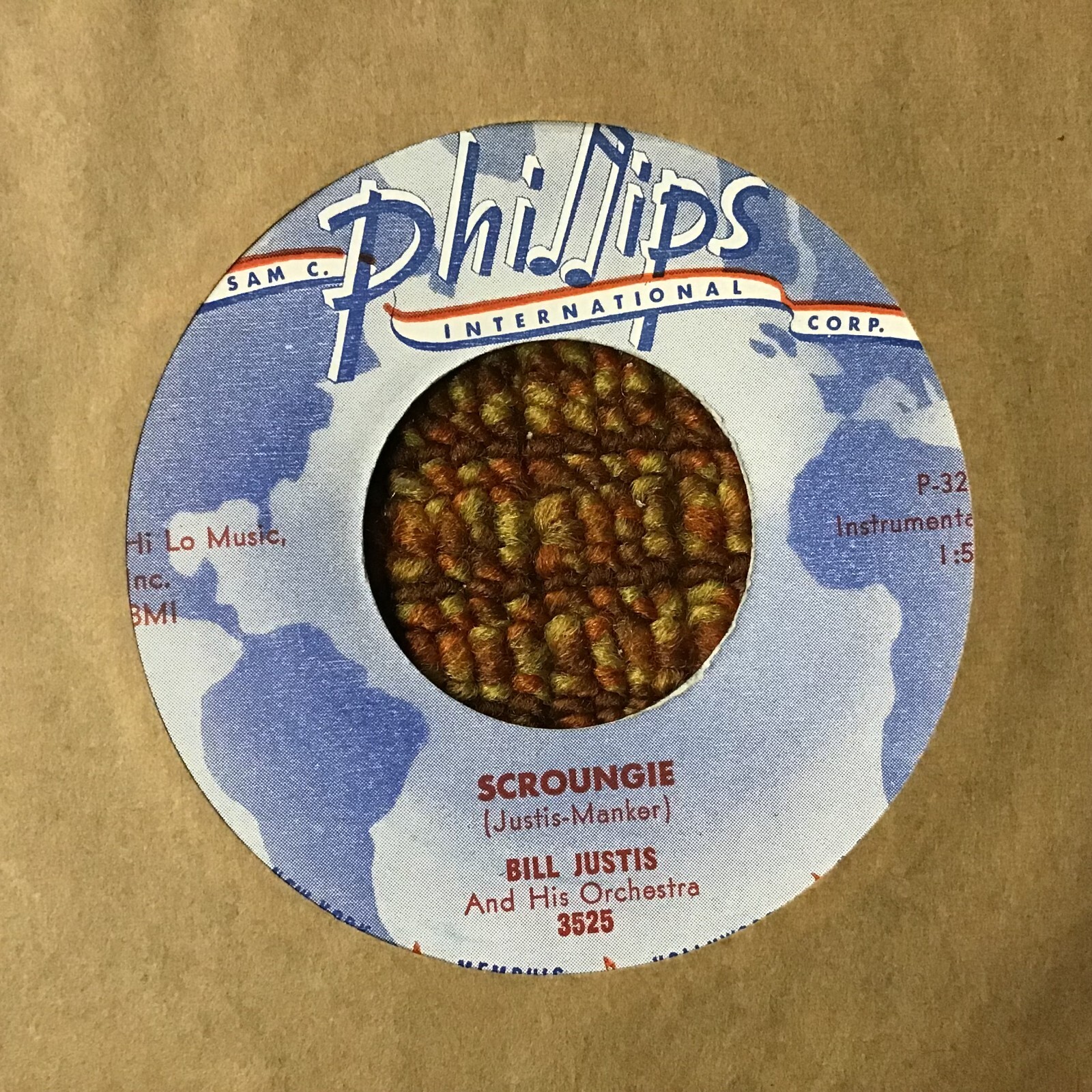 45 RPM Bill Justis PHILLIPS INT 3525 Scroungie / Wild rice M-