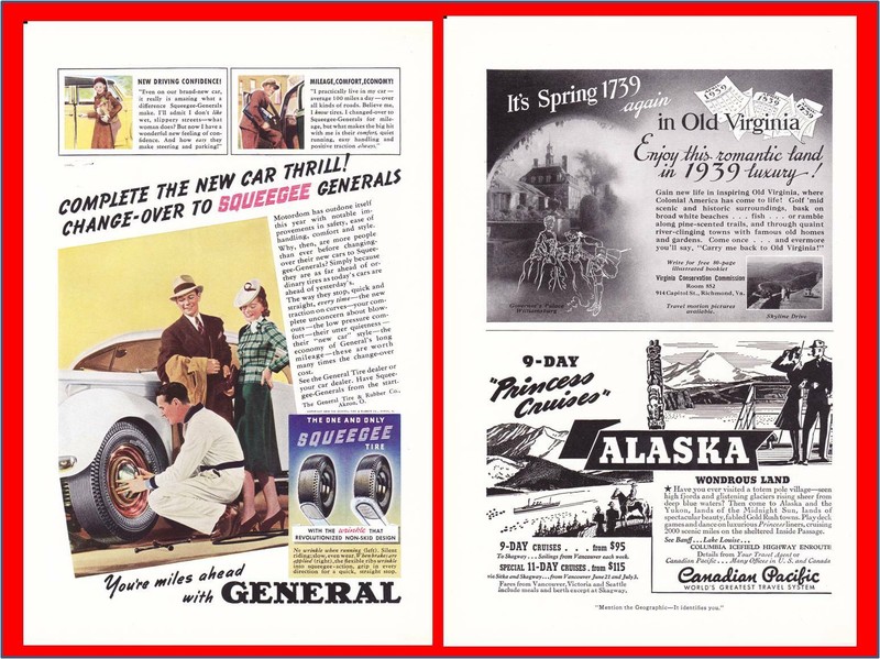 1939 General Tire & Rubber Squeegee Alaska Canadian Pacific Cruise Line Print Ad