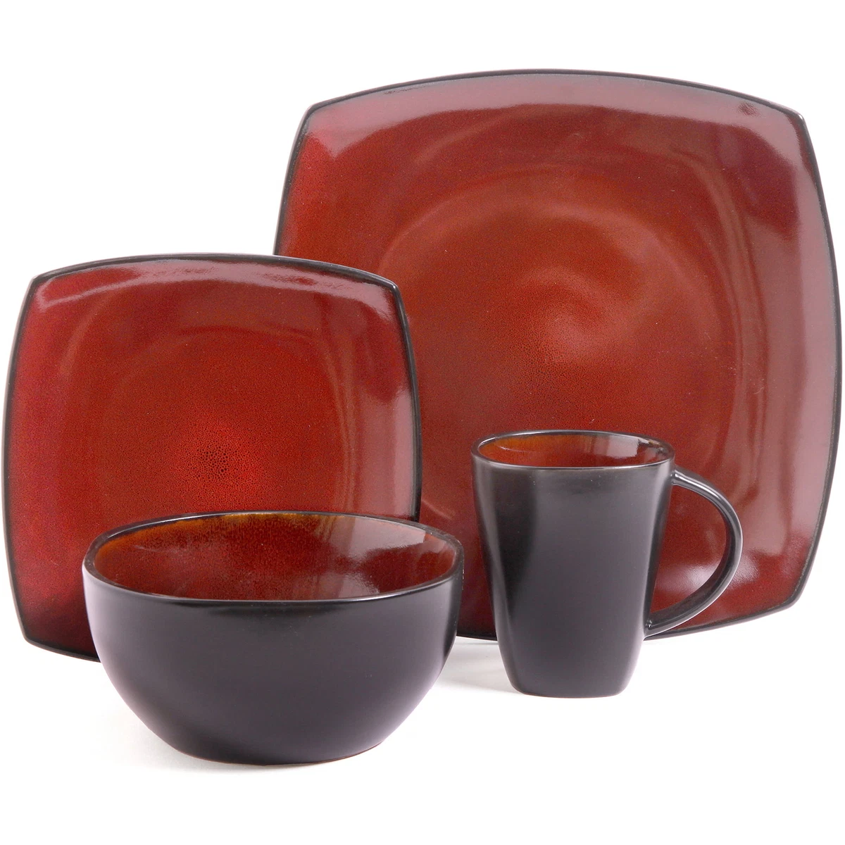 Black and red dish cheap set